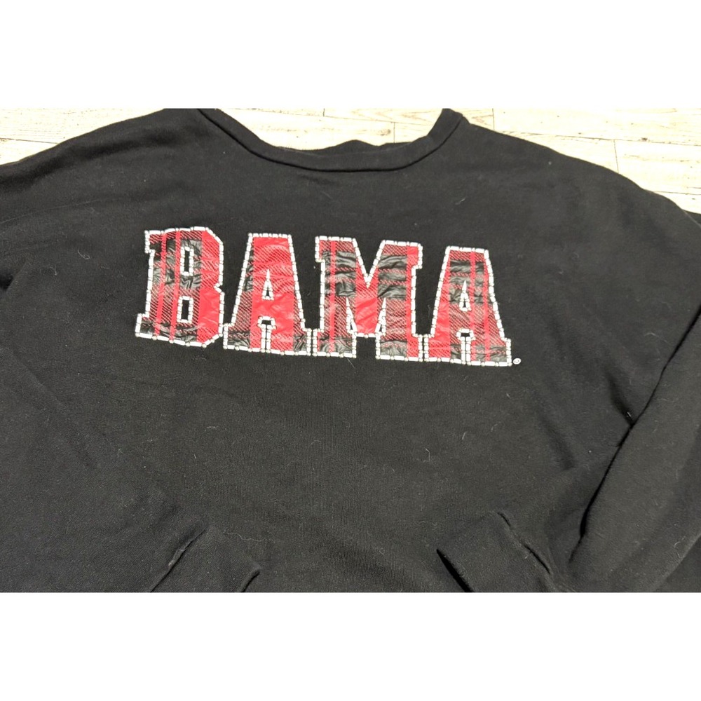 Victoria's Secret PINK Black Plaid Alabama Crimson Tide Cropped Sweatshirt LG
